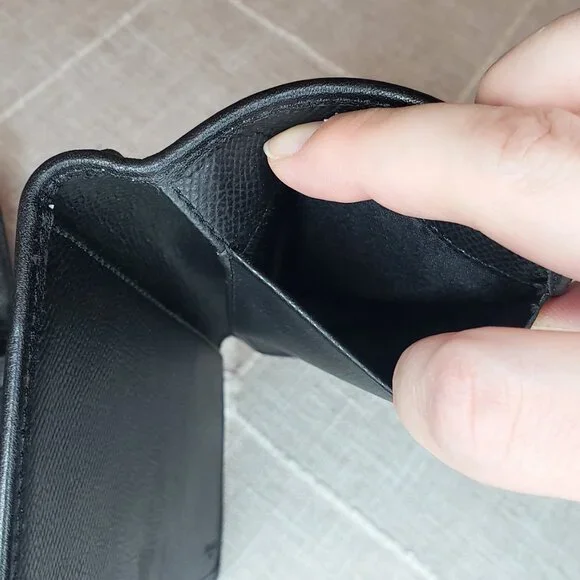 Coach Slim Trifold Wallet - Charcoal Signature Canvas and Black Leather - Picture 10 of 15